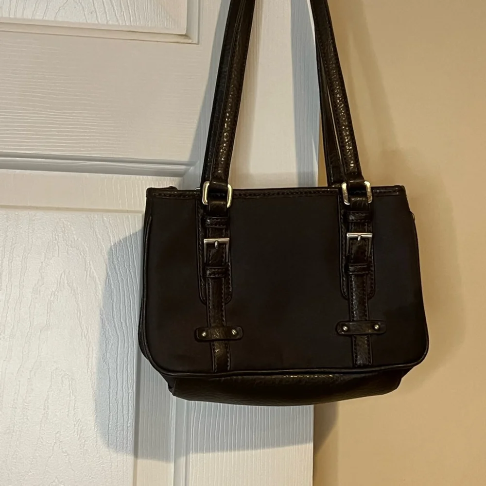 Etienne Aigner Small Vintage Dark Brown Women's Bag with Pebbled Leather Trim